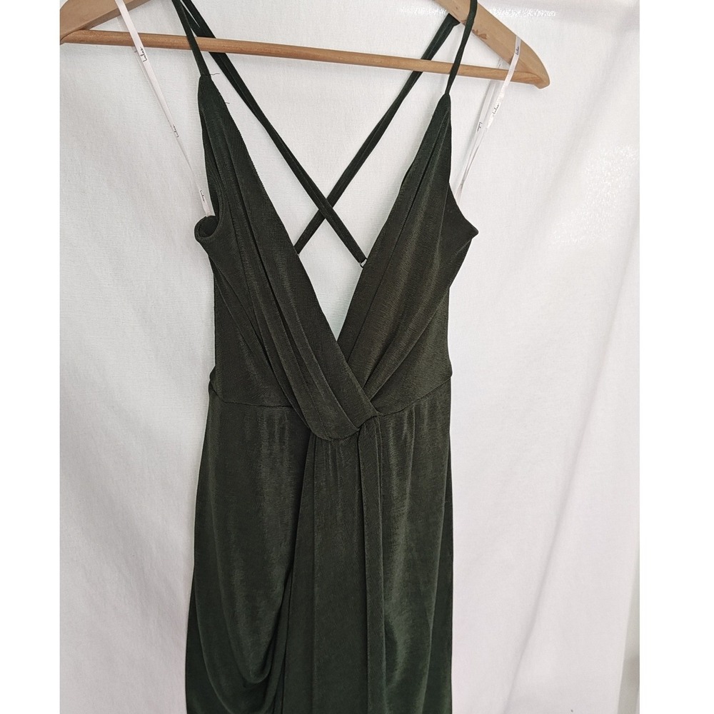Lulus Dreamy Date Green Surplice Midi Dress Tulip Wrap Drape Strappy Small S - Picture 3 of 12